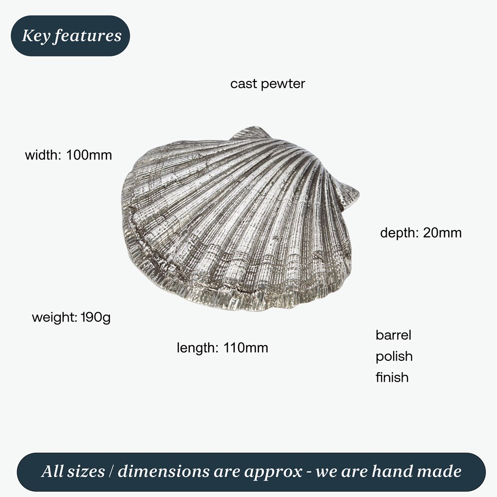Cast Pewter Scallop Shell Ornament