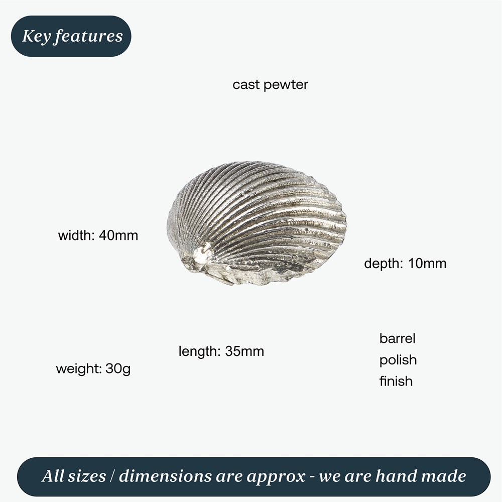 Cast Pewter Large Cockle Shell Ornament