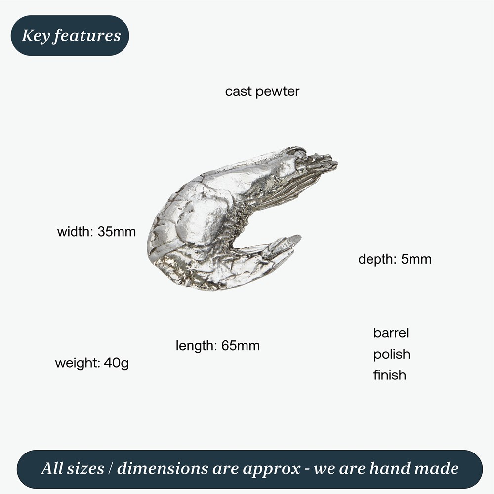 Cast Pewter Prawn Ornament Cast Pewter Prawn Ornament