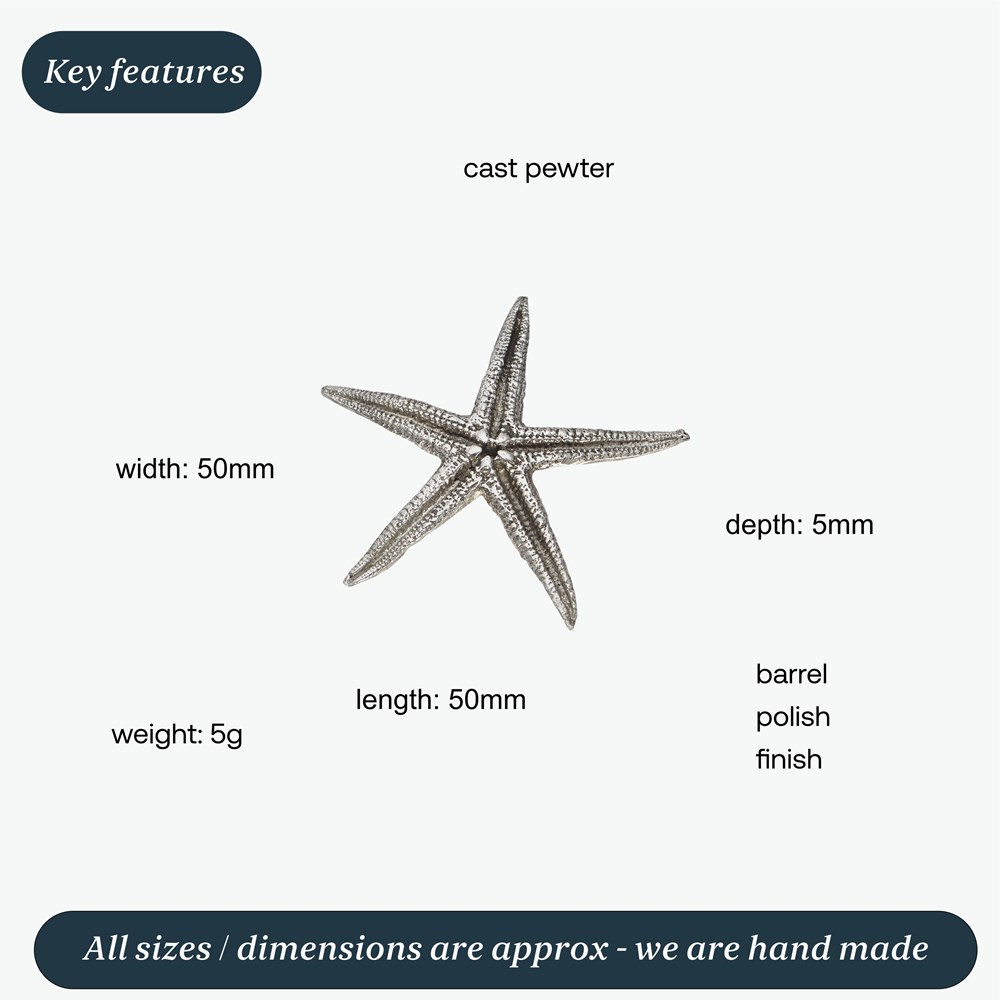 Cast Pewter Baby Starfish Ornament Cast Pewter Baby Starfish Ornament