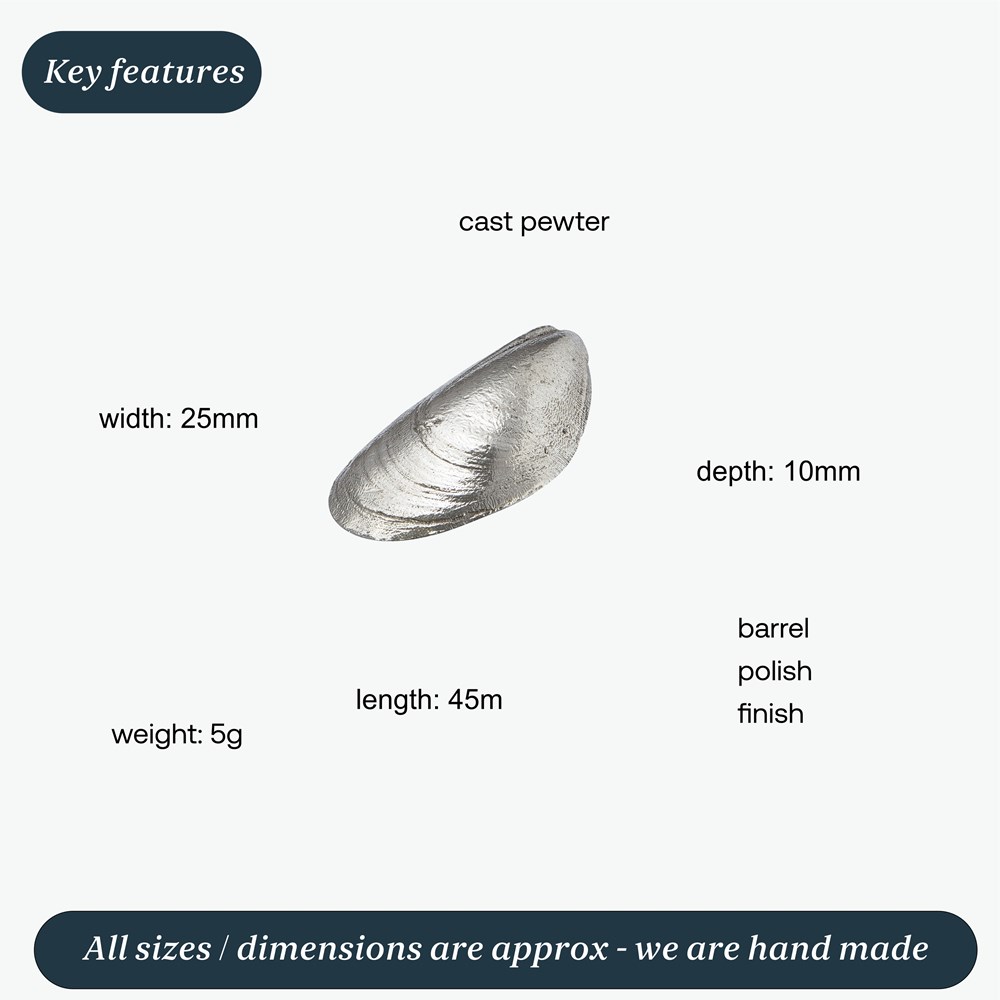 Cast Pewter Mussel Shell Ornament Cast Pewter Mussel Shell Ornament