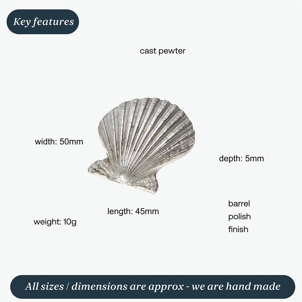 Cast Pewter Baby Scallop Shell Ornament