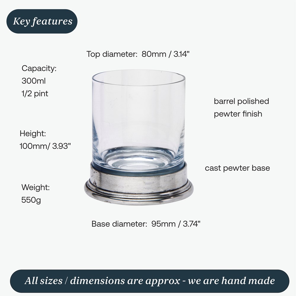 Pewter & Glass Double Old Fashioned Glass Pewter & Glass Double Old Fashioned Glass