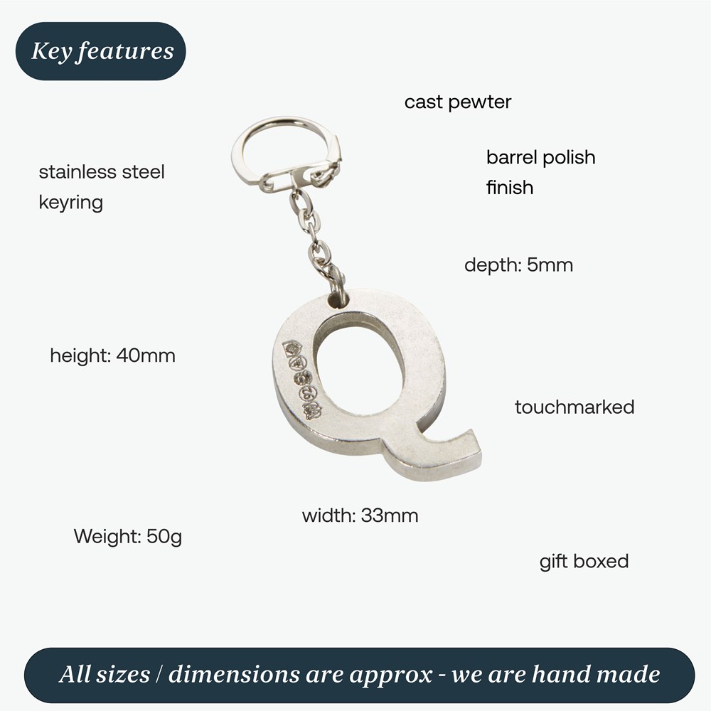 Initial Q Touchmarked Pewter Keyring