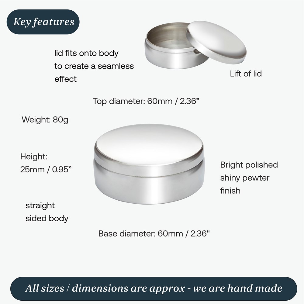 6cm Plain Round Pewter Trinket Box 6cm Plain Round Pewter Trinket Box
