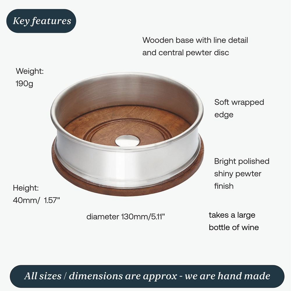 Wood And Pewter Large Bottle Coaster