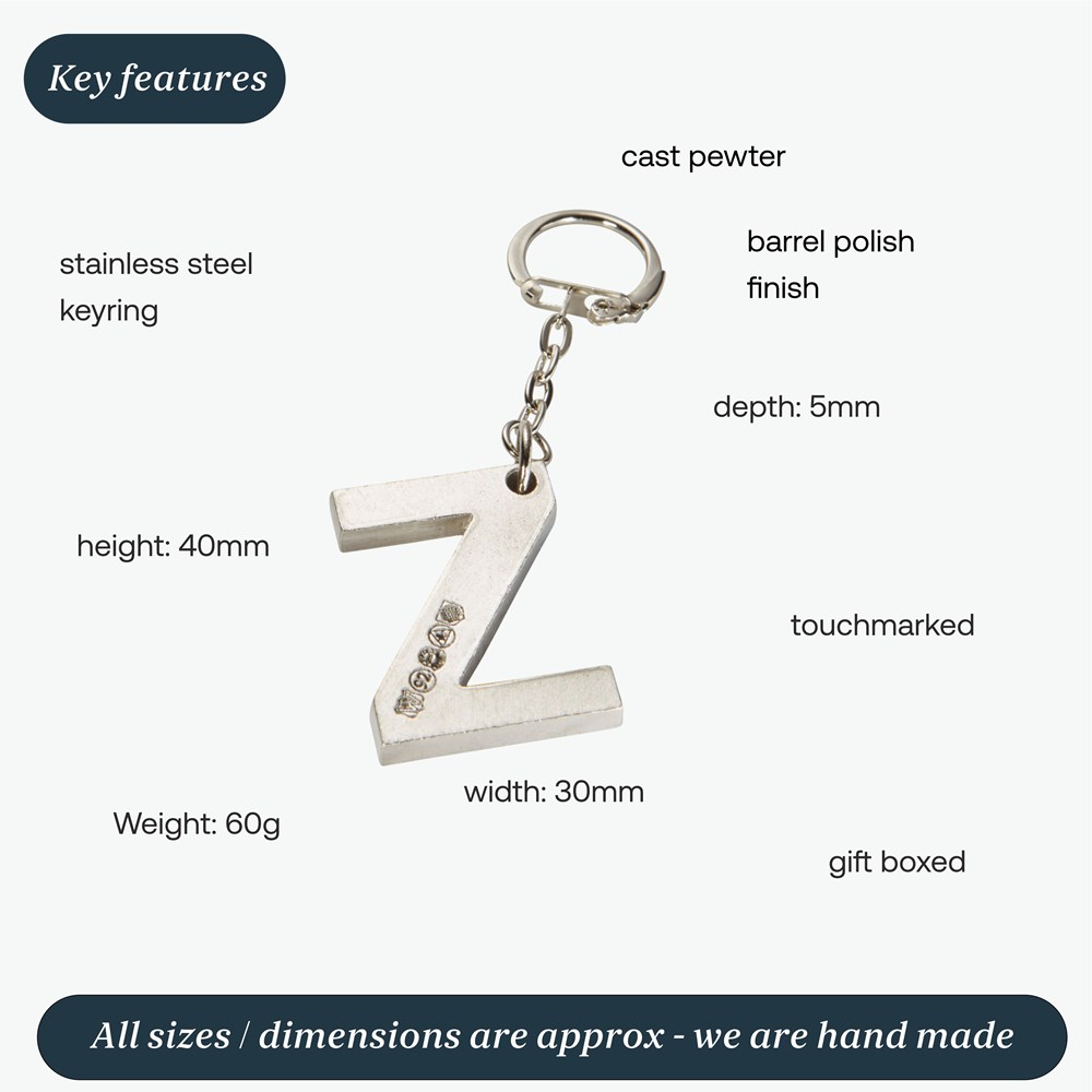 Initial Z Touchmarked Pewter Keyring Initial Z Touchmarked Pewter Keyring
