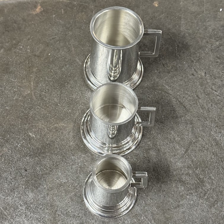 Set Of Three Pewter Tankard Measures
