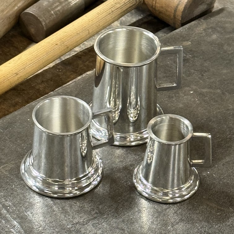 Set Of Three Pewter Tankard Measures