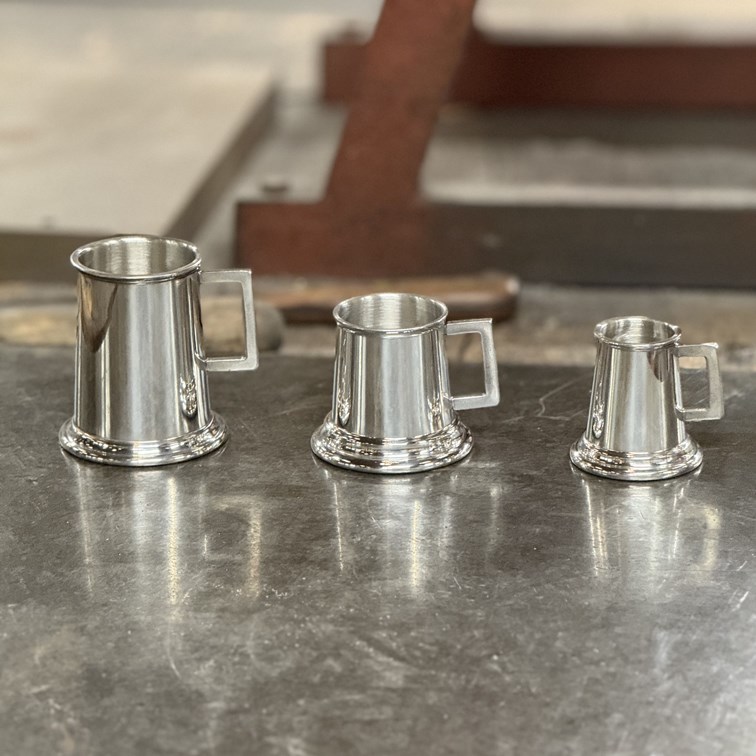Set Of Three Pewter Tankard Measures