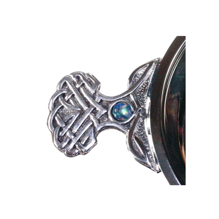 Handle Design on Birthstone pewter quaich October with Opal Stones