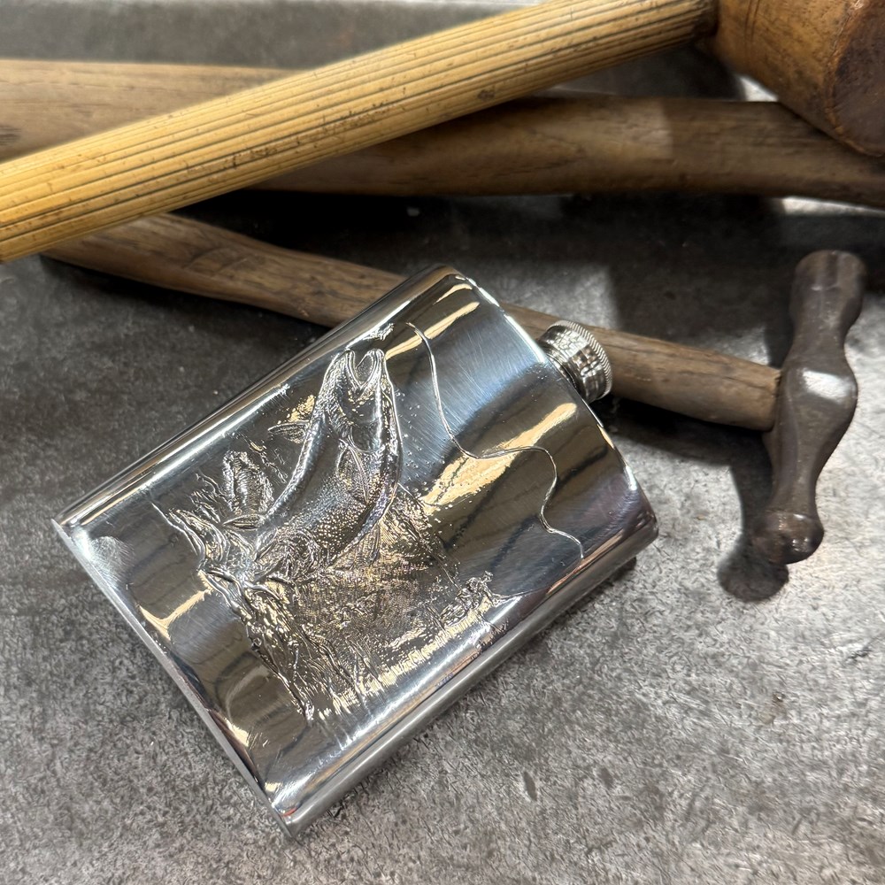 6oz Embossed Fishing Flask 6oz Embossed Fishing Flask