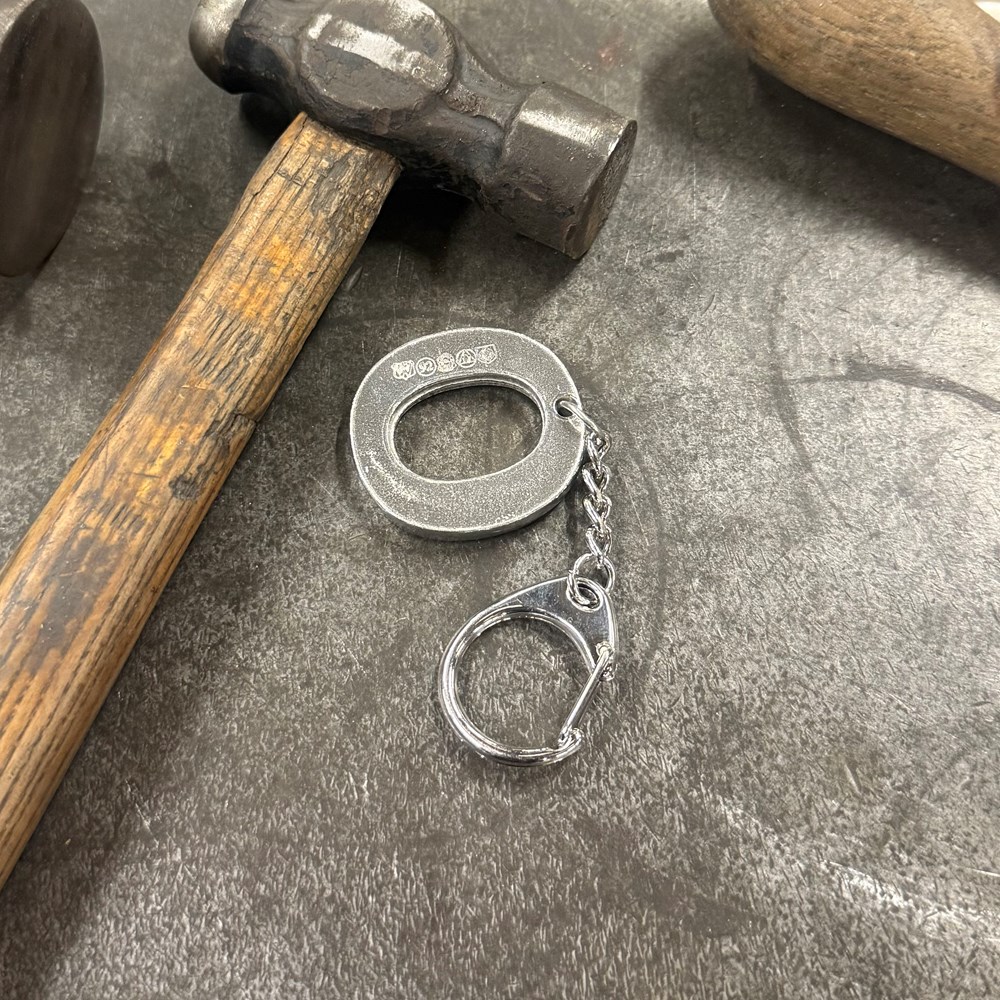 Initial O Touchmarked Pewter Keyring