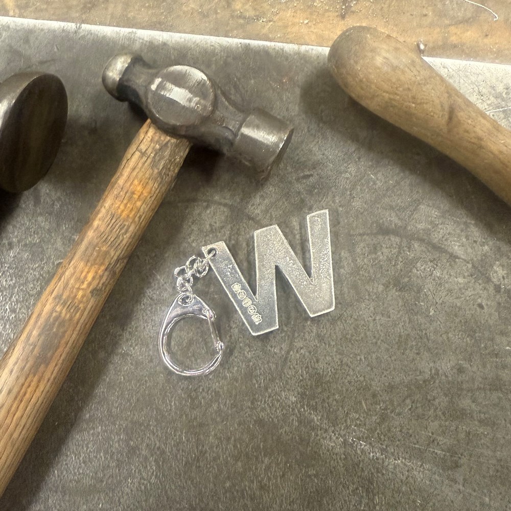 Initial W Touchmarked Pewter Keyring