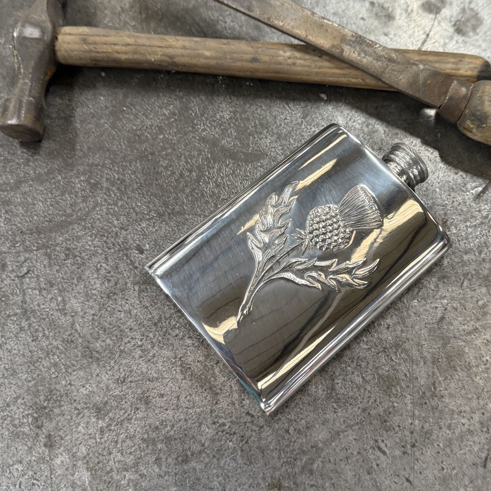 3oz Embossed Thistle Top Pocket Flask