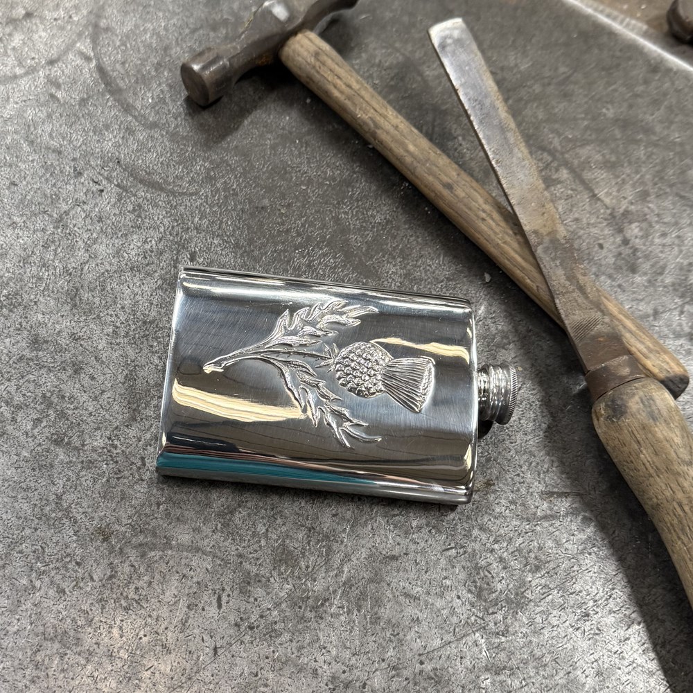 3oz Embossed Thistle Top Pocket Flask 3oz Embossed Thistle Top Pocket Flask