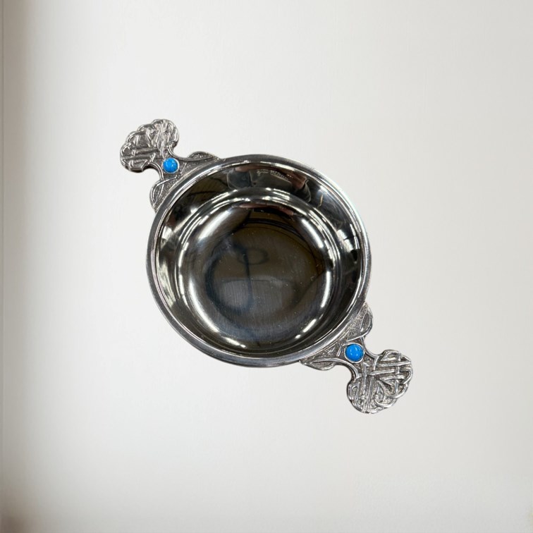 Birthstone Pewter Quaich December With Turquoise Stones