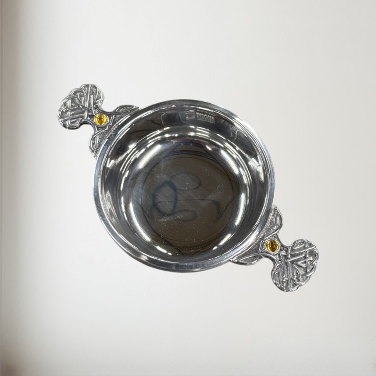 Birthstone Pewter Quaich November With Topaz Stones Birthstone Pewter Quaich November With Topaz Stones