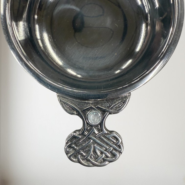 Birthstone Pewter Quaich April With Cubic Zicorna Stones