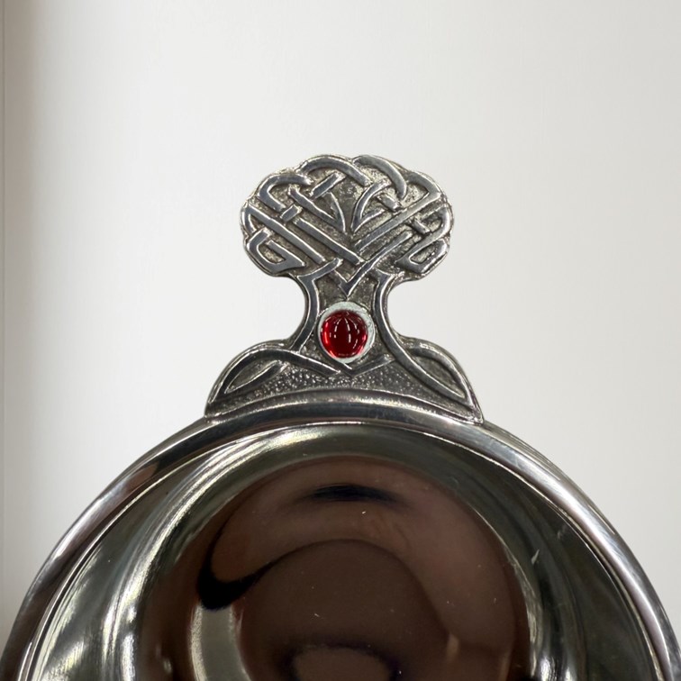 Birthstone Pewter Quaich July With Ruby Stones Birthstone Pewter Quaich July With Ruby Stones
