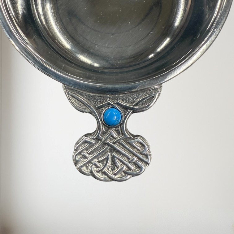 Birthstone Pewter Quaich December With Turquoise Stones