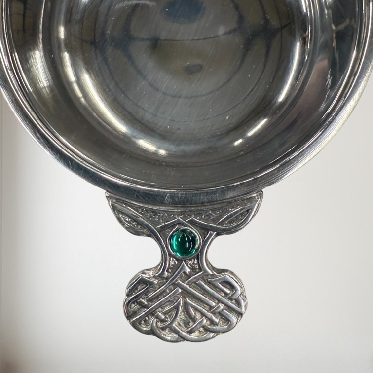 Birthstone Pewter Quaich May With Emerald Stones Birthstone Pewter Quaich May With Emerald Stones