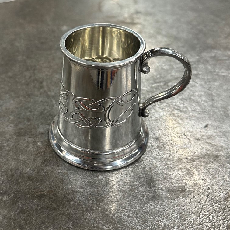 Embossed Celtic Band Baby Quarter Pint Pewter Mug