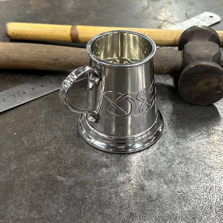 Embossed Celtic Band Baby Quarter Pint Pewter Mug