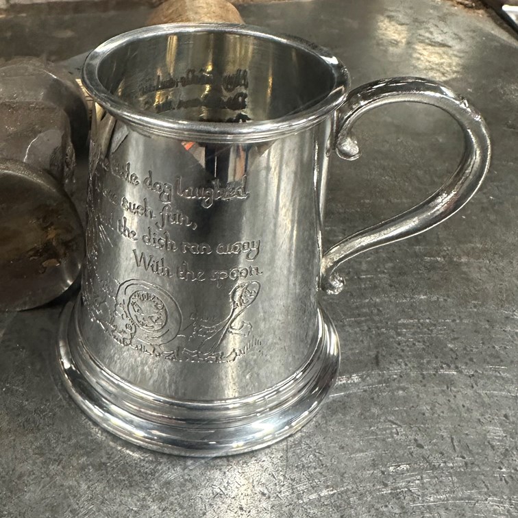 Cow Over The Moon Pewter Quarter Pint Baby Mug