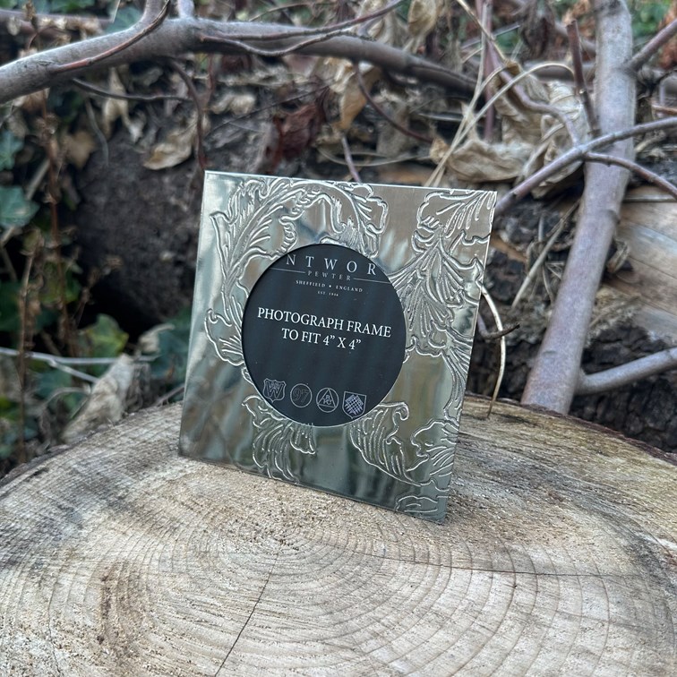 Acanthus Pattern Small Pewter 4"X4" Frame