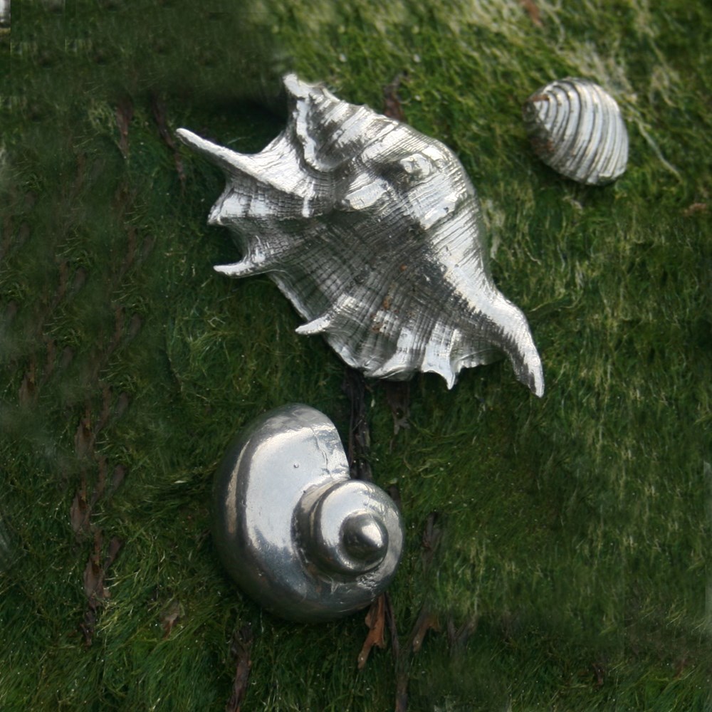 Cast Pewter Large Spiral Shell Ornament