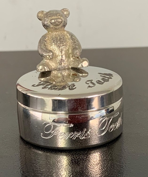 First Tooth Teddy Pewter Trinket Box