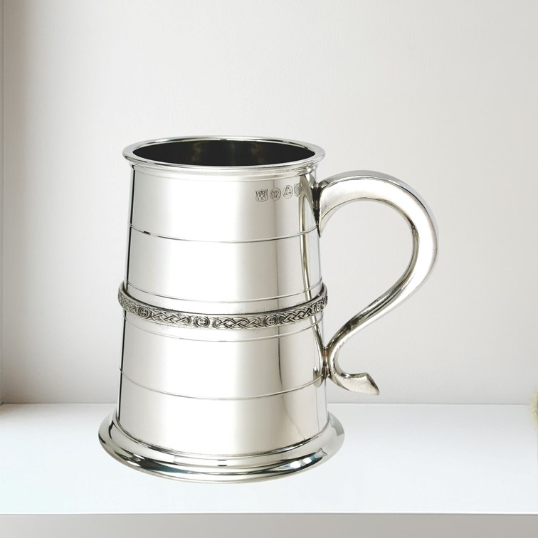Single Celtic Band One Pint Pewter Tankard