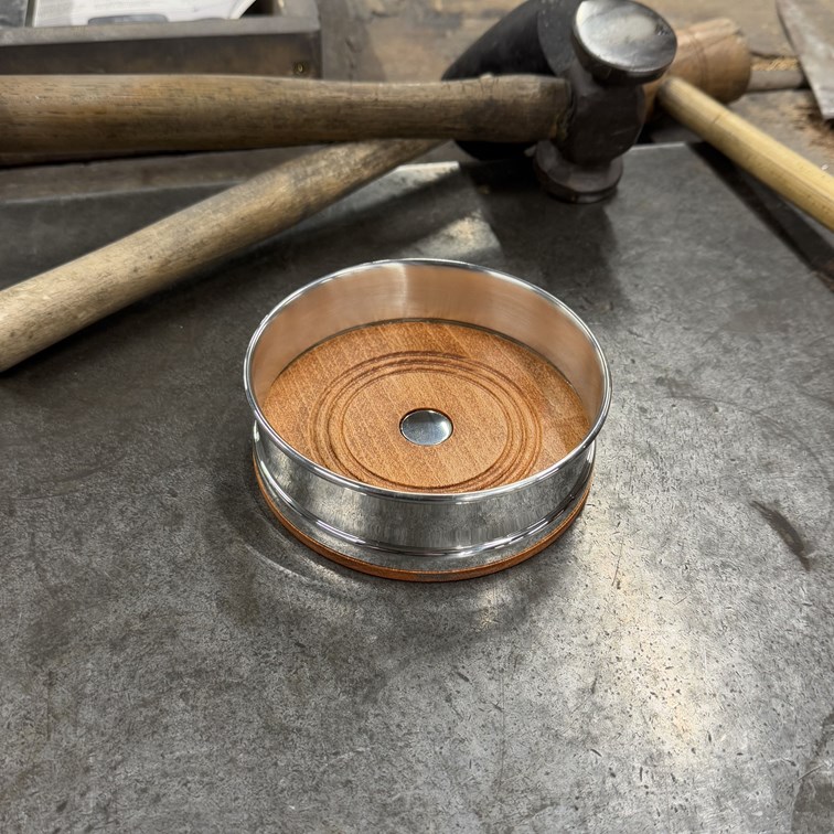 Wood And Pewter Large Bottle Coaster Wood And Pewter Large Bottle Coaster