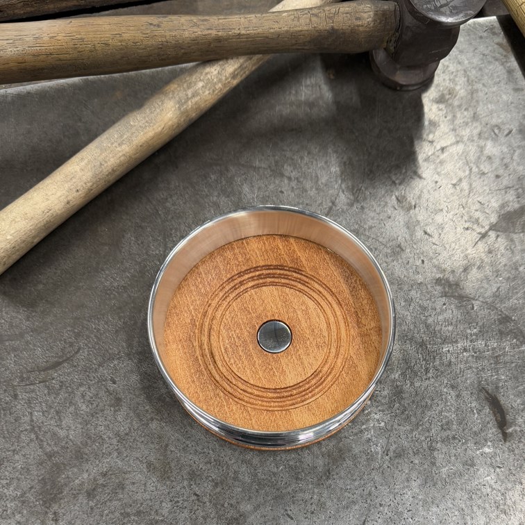 Wood And Pewter Large Bottle Coaster