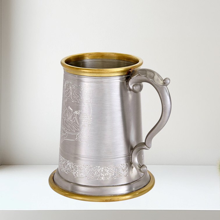 Brass Rim Stag Pewter Tankard | Brass Rim STAG Pewter Tankar Brass Rim Stag Pewter Tankard | Brass Rim STAG Pewter Tankar