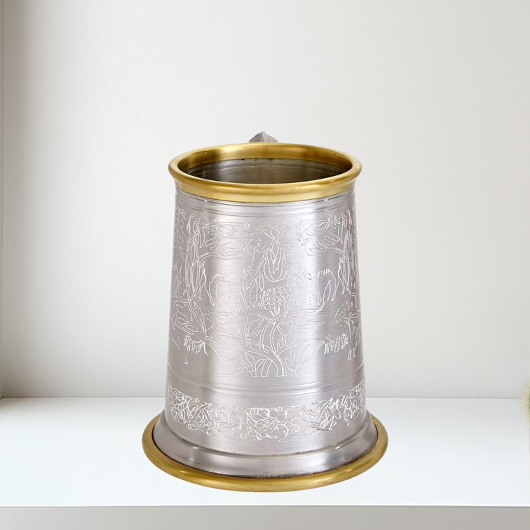 Brass Rim Stag Pewter Tankard | Brass Rim STAG Pewter Tankar