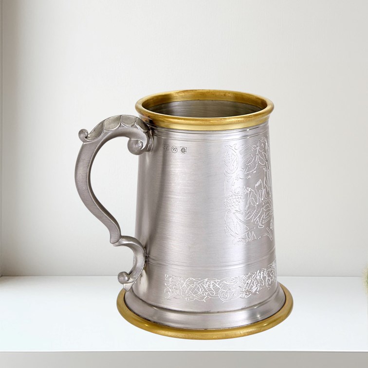 Brass Rim Stag Pewter Tankard | Brass Rim STAG Pewter Tankar Brass Rim Stag Pewter Tankard | Brass Rim STAG Pewter Tankar