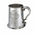 Embossed Celtic Cross One Pint Pewter Tankard Embossed Celtic Cross One Pint Pewter Tankard