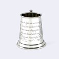 Little Miss Muffet quarter pint pewter Baby Mug opposite the handle view