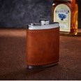 6oz English Tan Leather Captive Top Pewter Flask 6oz English Tan Leather Captive Top Pewter Flask