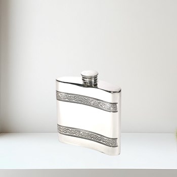 4oz Horizontal Celtic Bands Pewter Kidney Hip Flask