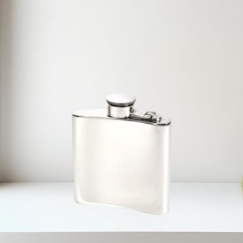 4oz Plain Pewter Kidney Hip Flask With Captive Top 4oz Plain Pewter Kidney Hip Flask With Captive Top
