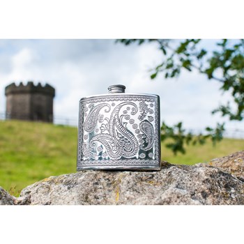6oz Paisley Pewter Kidney Pewter Hip flask