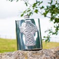 Celtic Cross Embossed Pewter Kidney Flask