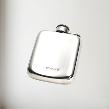 4oz Plain Pewter Pocket Flask With Captive Top