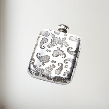 4oz Paisley Pewter Pocket Flask 4oz Paisley Pewter Pocket Flask