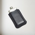 Black Leather Pouch to fit 3oz pocket flasks with flask