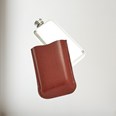 Brown Leather Pouch To Fit 3oz Pocket Flasks Brown Leather Pouch to fit 3oz pocket flasks showing flask