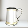 One Pint Double Brass Band Monarch Pewter Tankard A140 1 pint Double Brass Band Monarch Pewter Tankard